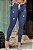 Calça jeans feminina skinny azul rasgada com cordão no cós - Imagem 2