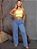 Calça Jeans Wide Leg Pantalona Básica Clara Com Cintura Alta - Imagem 1