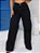 Calça Wide Leg Pantalona Jeans Preta Básica Com Cintura alta - Imagem 2