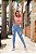 Calça jeans skinny clara rasgada com pences empina bumbum - Imagem 1