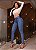 Calça jeans premium skinny feminina básica clara de botão - Imagem 1