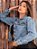 Jaqueta feminina jeans clara marmorizado sem lycra - Imagem 6