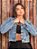 Jaqueta feminina jeans clara marmorizado sem lycra - Imagem 1
