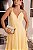 Vestido longo Plissado Amarelo Manteiga - Imagem 3