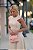 Vestido Midi Bege com Bordado Rosa e Recortes nas Cavas - Imagem 2
