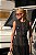 Vestido Midi Renda Preta Bordada com Cintura Marcada - Imagem 2