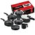Conjunto de panelas ETERNA NIGRO, 7 peças com panela de pressão 4,5L, antiaderente, tampa vidro, preto. Cod. 025931 - Imagem 1