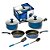 Conjunto de panelas LINEA BLU. CRIATIVA NIGRO. 6 pç. Antiaderente. Tampa de vidro. Azul. Cod. 025830 - Imagem 1