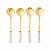 Conjunto 4 Colheres de Chá de Aço Inox com Cabo de Cerâmica Flowers Dourado/Branco - Wolff - Imagem 1