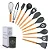 Kit 12 Pecas Utensilios De Cozinha Completo Silicone Cabo Em Madeira Espatula Pegador Concha - Imagem 1