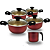 Jogo De Panelas Caçarola 16 à 22 + Canecão n°14 Cereja e Bege Antiaderente. - Imagem 1