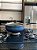 Frigideira Wok Antiaderente com dupla linhas pratas cabo reto  Azul + Tampa de Vidro. - Imagem 1