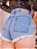 Short Jeans Feminino Curto Claro Desfiado Bolso Quadrado - Imagem 3