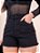 Short Jeans Preto Barra Desfiada - Imagem 1