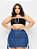 Saia Jeans Cargo Plus Size Fivela Estilosa Cintura Alta - Imagem 3