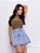 Saia Jeans Plissada Lavagem Clara - Imagem 3