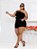 Short Jeans Plus Size Cintura Alta Com Cinto Forrado Moda - Imagem 3
