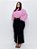 Saia Jeans Midi Plus Size Preta Com Fenda Cintura Alta Moda - Imagem 2
