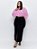 Saia Jeans Midi Plus Size Preta Com Fenda Cintura Alta Moda - Imagem 3