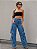 Calça Cargo Jeans Lavagem Escura - Imagem 3