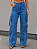 Calça Cargo Jeans Lavagem Escura - Imagem 1