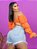 Short Jeans Plus Size Cintura Alta Barra Desfiada - Imagem 5