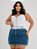 Saia Jeans Plus Size Com Cinto Branco - Imagem 3