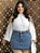 Short Saia Jeans Plus Size Strass Espalhados - Imagem 3