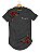 Camiseta Longline Algodão Flores Vermelhas Ref l38 - Imagem 8
