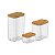 Kit 3 Potes Herméticos com Tampa de Bambu Mantimento Keep - Imagem 1