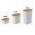 Kit 3 Potes Herméticos Branco com Tampa de Bambu Porta Mantimento Keep Ou - Imagem 2