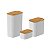 Kit 3 Potes Herméticos Branco com Tampa de Bambu Porta Mantimento Keep Ou - Imagem 1