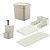 Kit Escorredor Com Tapete Lixeira 4,7 Litro Dispenser Bege - Imagem 1