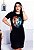 VESTIDO PREMIUM ALGODÃO - LEÃO COLORIDO - COR PRETO - Imagem 1