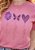 T-SHIRT FEMININA - FÉ, ESPERANÇA, AMOR - STRASS - COR ROSA BATOM - Imagem 3