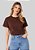 T-SHIRT FEMININA - BÁSICA - COR MARROM - Imagem 1