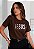 T-SHIRT FEMININA - JESUS FRAGRÂNCIA MAIS DOCE QUE AS FLORES- COR MARROM - Imagem 5