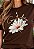 T-SHIRT FEMININA - FLOR GRATIDÃO - COR MARROM - Imagem 1