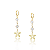 Brinco Argolinha de Click com Pingente de Pedra Cristal e Flor - Banhado a Ouro 18k - Imagem 2