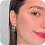 Brinco Argolinha de Click com Pedras Verdes - Banhado a Ouro 18k - Imagem 1