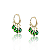 Brinco Argolinha de Click com Pedras Verdes - Banhado a Ouro 18k - Imagem 2