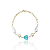 Pulseira com Gotas Peroladas, Bolinhas Foscas e Coração Azul - Banhada a Ouro 18k - Imagem 3