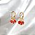 Brinco Argolinha de Click com 3 Pedras Vermelhas - Banhado a Ouro 18k - Imagem 2