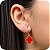 Brinco Argolinha de Click com Trevo Vermelho - Banhado a Ouro 18k - Imagem 1