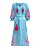 VESTIDO VALENTINA GAZE DE LINHO AZUL CLARO BORDADO  ROSA CHICLETE G - Imagem 1