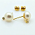 Brinco Ouro 18k Pérola Natural Biwa Botão 8mm com Pedrinha - Imagem 4