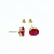 Brinco Ouro 18k Ponto de Luz Oval 6x8mm Vermelho - Imagem 1