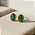 Brinco Ouro 18k Ponto de Luz Oval 6x8mm Verde Esmeralda - Imagem 2