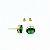 Brinco Ouro 18k Ponto de Luz Oval 6x8mm Verde Esmeralda - Imagem 1