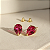 Brinco Ouro 18k Ponto de Luz Gota 6x8mm Vermelho - Imagem 2